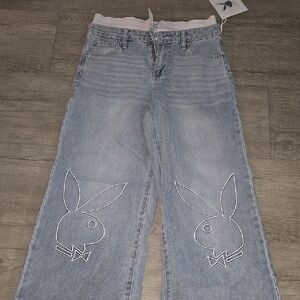 PLAYBOY Light Blue Flare Jeans with Iconic Logo